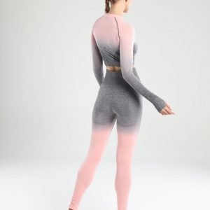 Long sleeve seamless yoga set pink Change