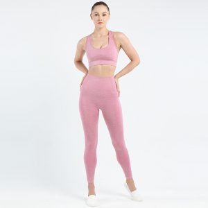 seamless bra legging set pink