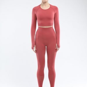 Seamless yoga set women fitness clothing rust red Park