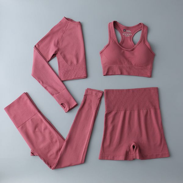 workout clothes women sets 4pcs rust red